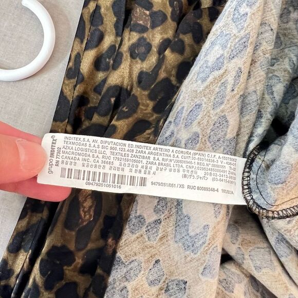 Zara green and black leopard print satin midi slip dress size XS - Picture 9 of 11